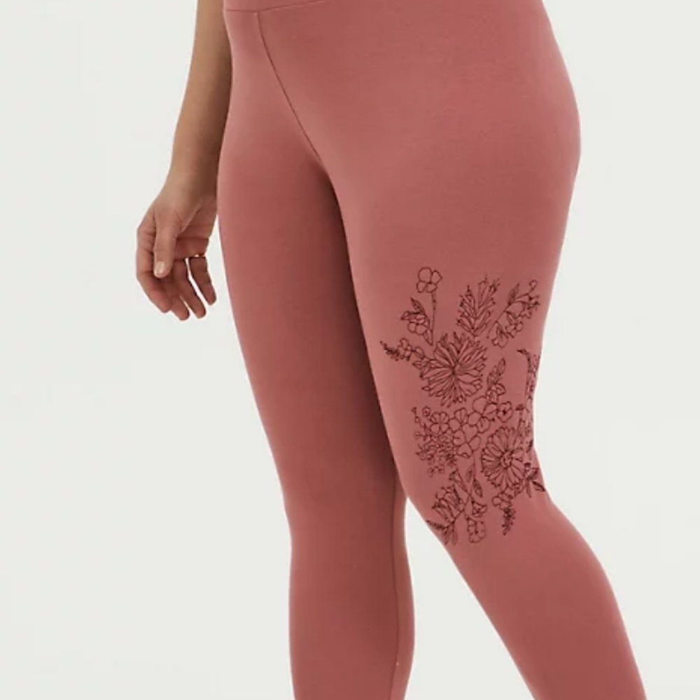 🆕EMBROIDERY DUSTY ROSE - CROP PREMIUM LEGGING